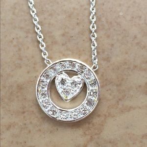 Sterling Silver 925 Round Heart Crystal Necklace